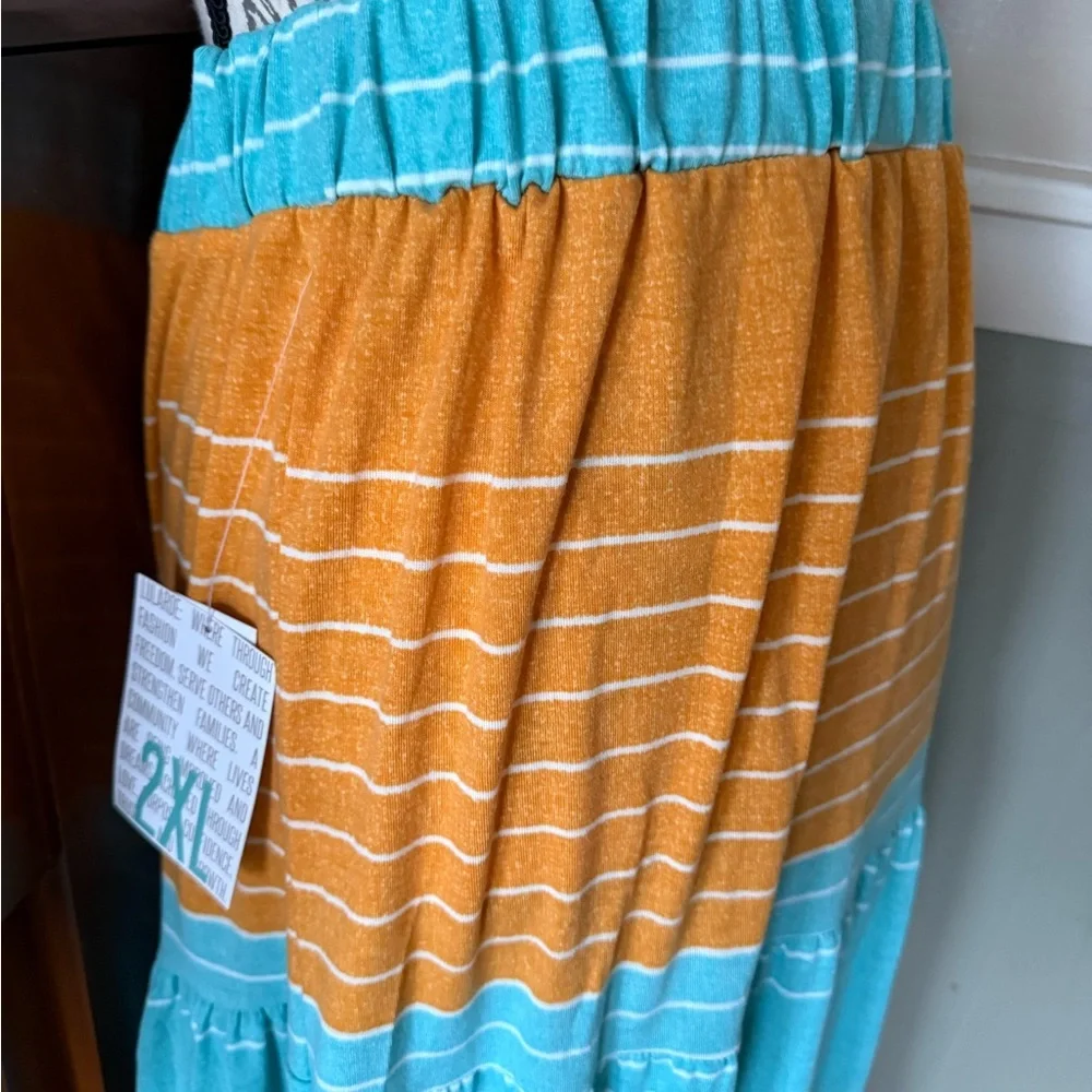 LuLaRoe Poppy Maxi Skirt - Blue and Orange NWT - Picture 6 of 10